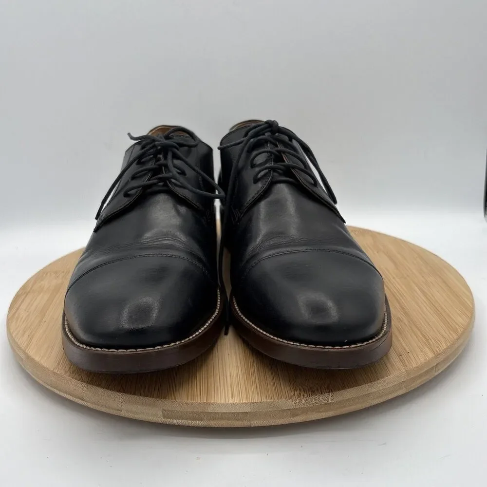 Wallin & Bros Mens 12M Black Leather Cap Toe Dress Shoes Lace Up Brazil Classic